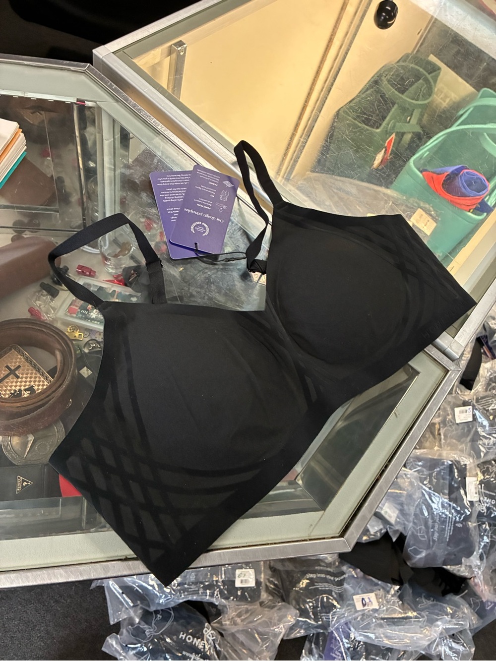 Women’s Honeylove Silhouette Bra Black Sz Large New NWT